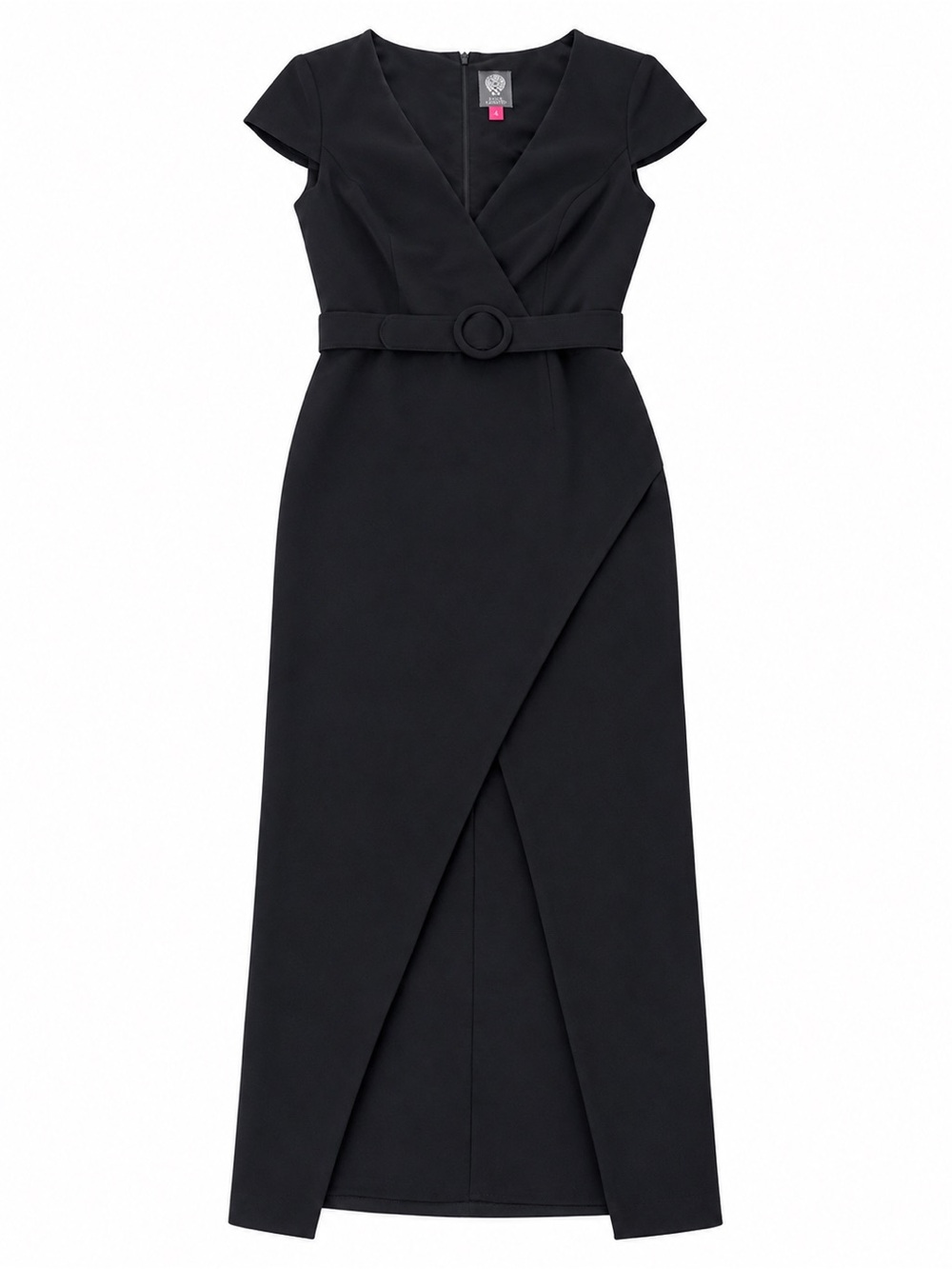 NWT Vince Camuto Black Wrap Midi Dress Size 4 | Belted Dress